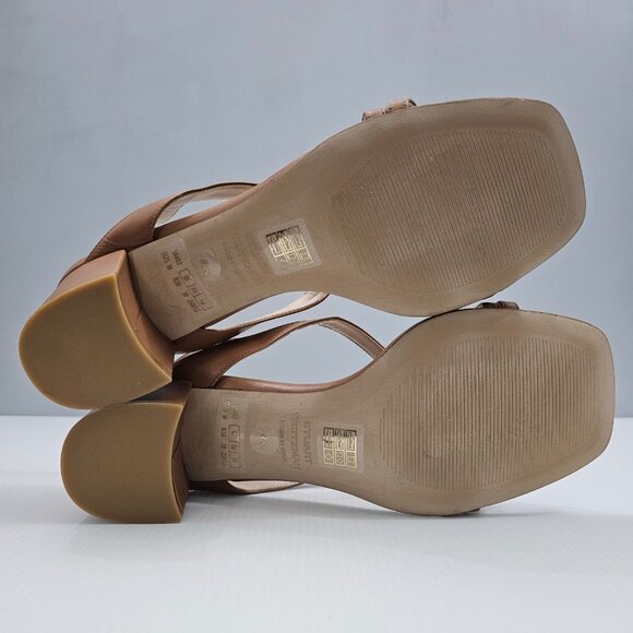 Stuart Weitzman Oasis 50mm Sandal Womens 8.5 Tan Leather Strappy Slingback Heel - Picture 14 of 16